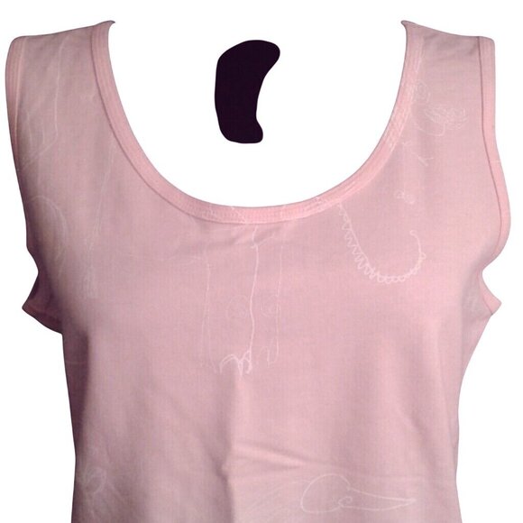 Spa By Chicos Size 0 Small 4 Tank Top Pink Cotton Sleeveless Subtle Animal Print - Picture 5 of 8